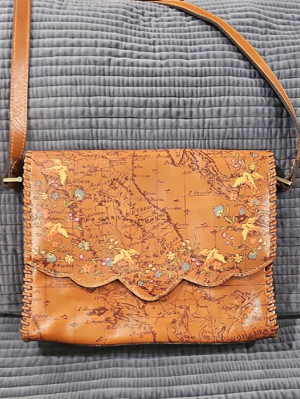 Patricia Nash Sarola Crossbody Handbag With Vinyage Map Print